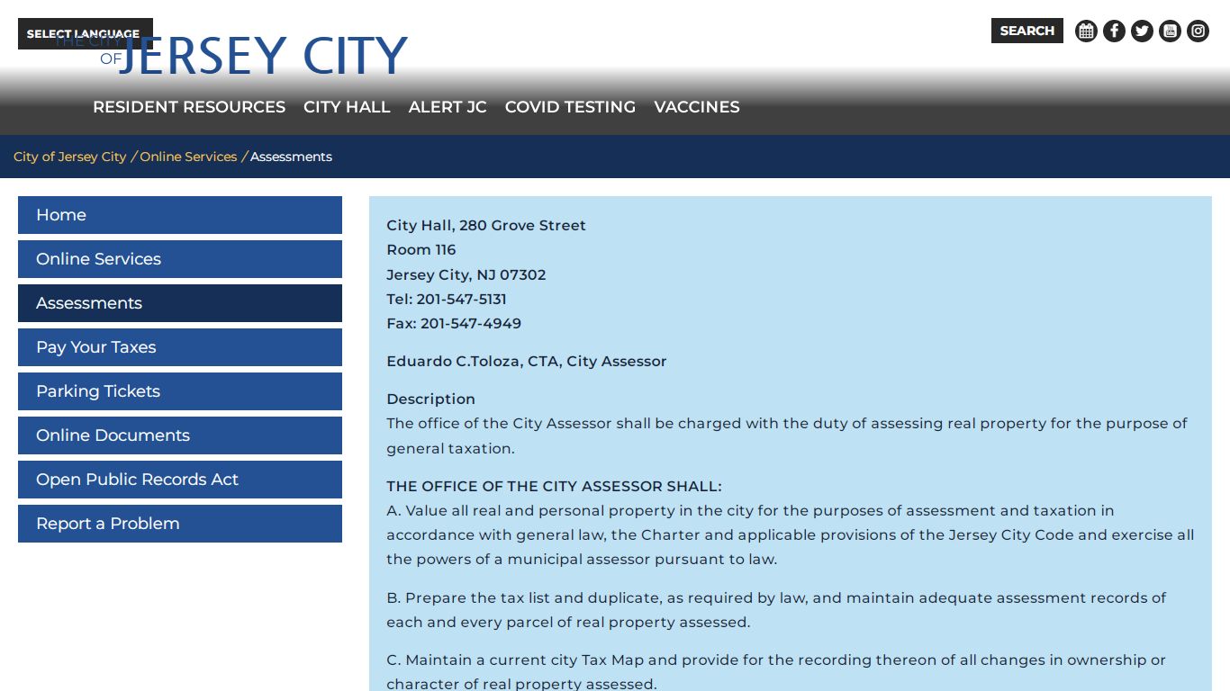 Assessments - City of Jersey City - Jersey City, New Jersey